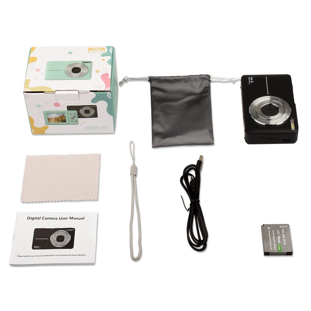 Mini Digital Camera Children's HD Digital Camera Student Mini Digital Camera Boys And Girls Christmas Birthday Gift Children's Entry-level Camera – Black With 32G Memory Card