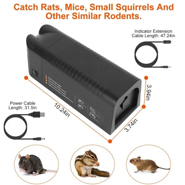 Electric Rat Trap Reusable Mice Trap Rodent Zapper Indoor Pest Control Rechargeable Shock Mice Killer With 1800V High Voltage For Home – view 4