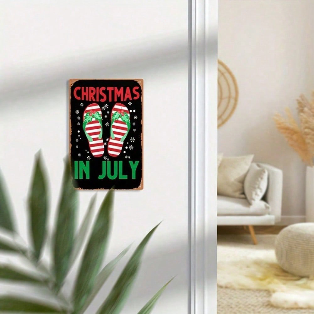 Vintage Aluminum Christmas In July Sign 8x12, Sign 8x12, Waterproof Metal Wall Decor – view 6