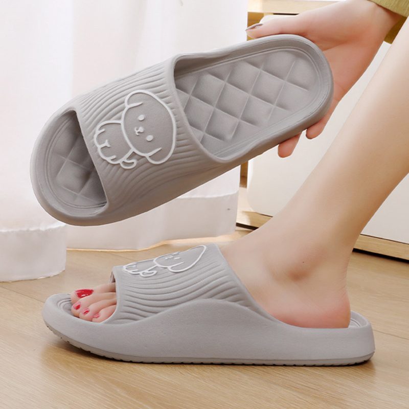 Cute Cartoon Dog Slippers Summer Solid Color Non-slip Rhombus Bathroom Slipper Indoor House Shoes For Men Women Couples – view 11