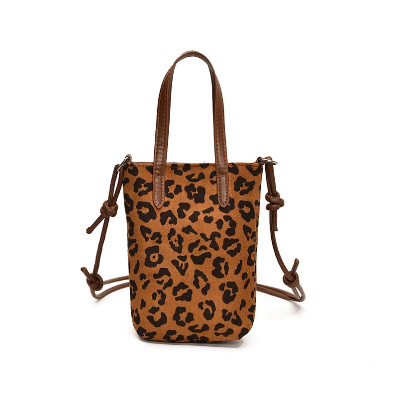Women's Crossbody Bag Autumn And Winter Retro Leopard Print Shoulder Bag Anime New Versatile Suede Phone Bag – Leopard Print Khaki