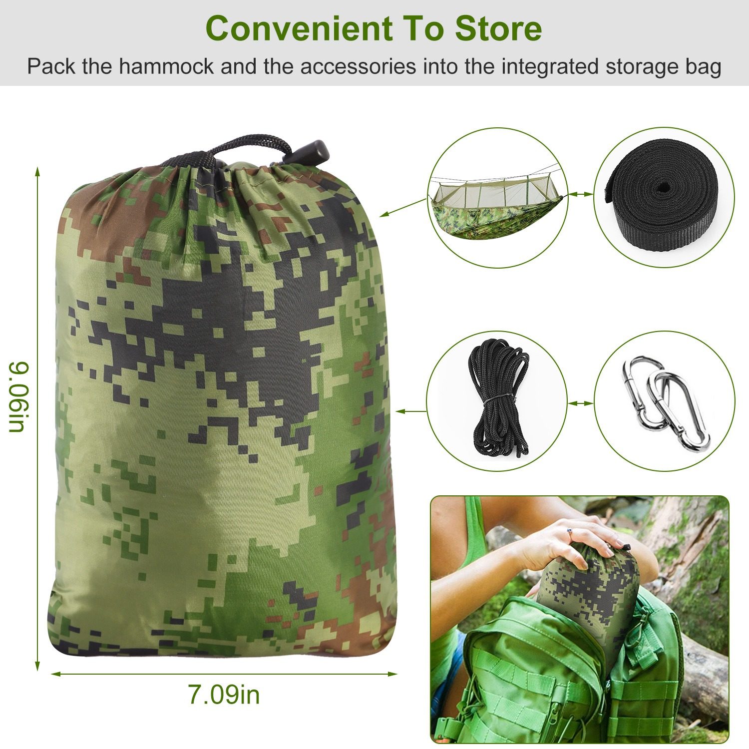 Camping Hammock, Portable Double Hammock With Net – view 9