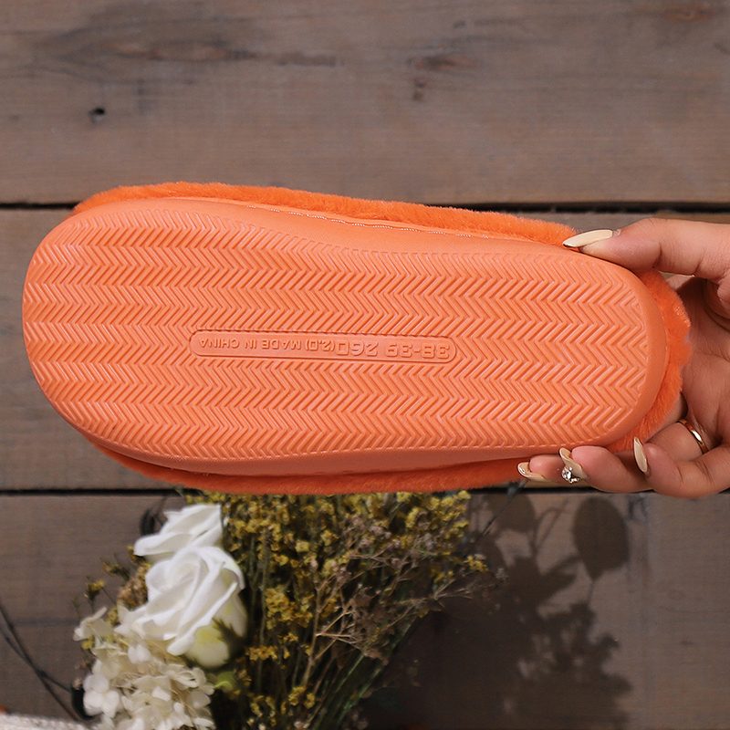 Cute Halloween Pumpkin Slippers Winter Warm Plush Bedroom Floor Home Slippers Casual Slip On Comfortable Cozy Indoor House Shoes – view 6