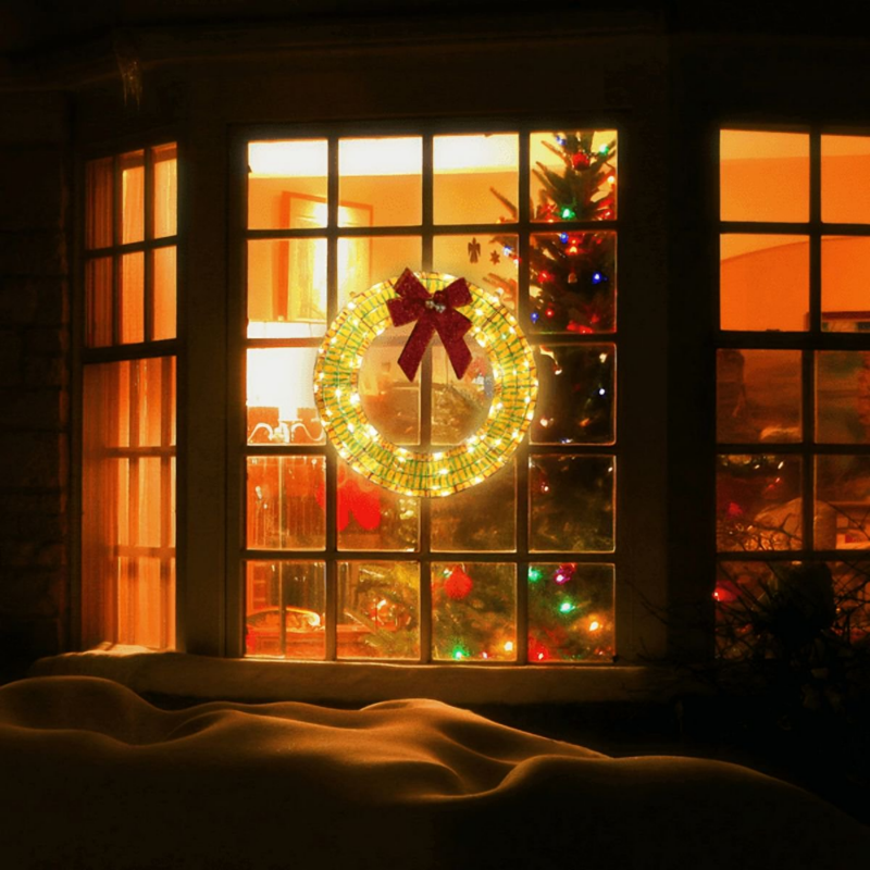 23.6 In Christmas Lighted Wreath, 84 Warm White LEDs, Iridescent Finish, Collapsible For Indoor, Outdoor Use – view 2