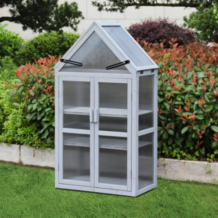 Mini Greenhouse Kit - Outdoor Plant Stand, Small Green House, Plant Stand Indoor, Green Houses For Outside, Indoor Garden & Patio Accessories Indoor Greenhouse, Tiered Plant Stand – Gray