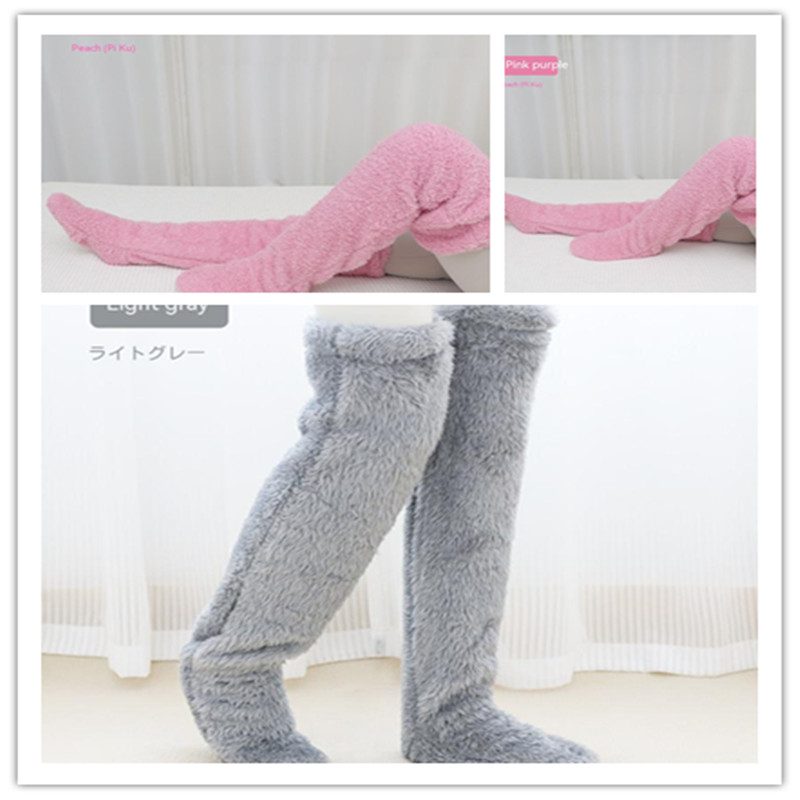 Over Knee High Fuzzy Long Socks Winter Warm Cold Leg Knee Joint Cold-proof Stockings Home Floor Sleeping Socks – Set12