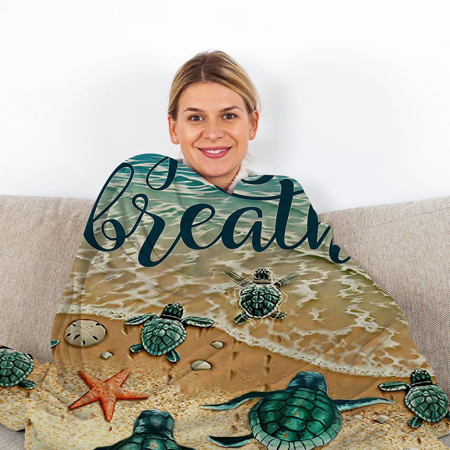 Tropical Baby Sea Turtle Flannel Fleece Blanket 3D Ocean Waves Flannel Soft Plush Throw Blanket Cozy Blankets For Bed Chair Car Sofa Couch Bedroom 150x200cm Temu Can Only Be Self-picked Up – view 2