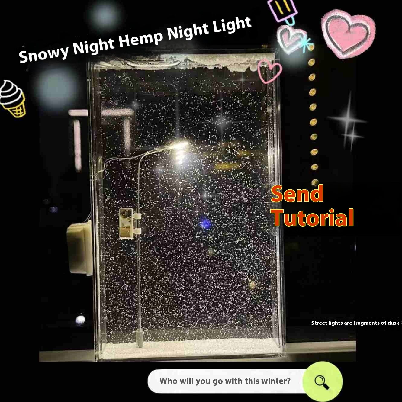 Magic Snowy Landscape Night Lights Small Street Light Snowy Flowing Night DIY Christmas Lights Christmas Desktop Decor Handmade – 1 Style