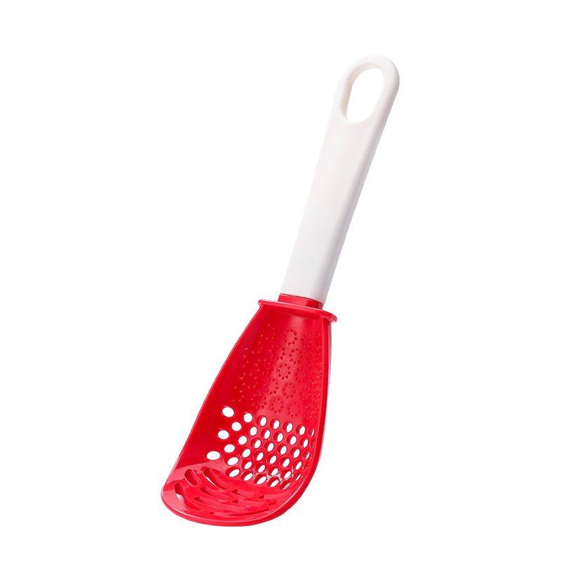 Multifunctional Slotted Spoon Grinding Cooking Spoon Mashed Auxiliary Food Ginger Garlic Spoon Press Potatoe Stir-frying Spatula Kitchen Gadget – Red