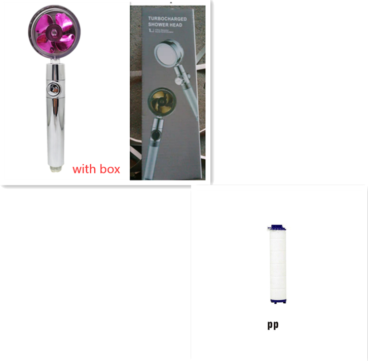 Shower Head Water Saving Flow 360 Degrees Rotating With Small Fan ABS Rain High Pressure Spray Nozzle Bathroom Accessories – Set47
