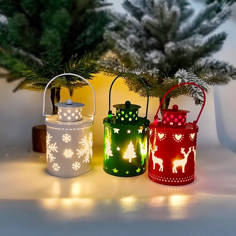 Christmas Candle Lights LED Small Lanterns Wind Lights Electronic Candles Nordic Style Creative Holiday Decoration Decorations – Set