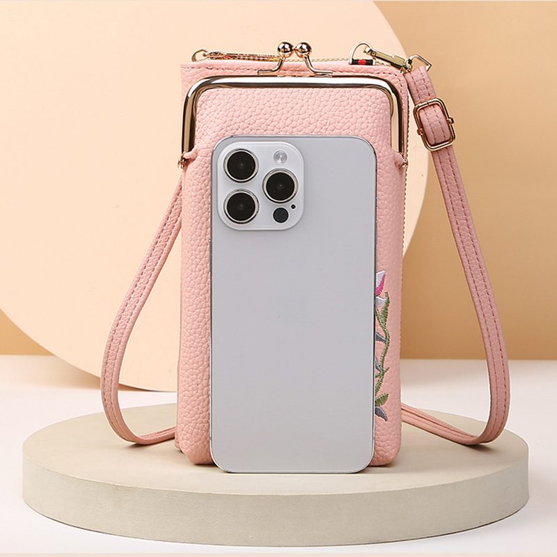 Flower Embroidery Phone Bag With Lock Buckle Outdoor Long Wallet Fashion Shoulder And Crossbody Bags – view 13