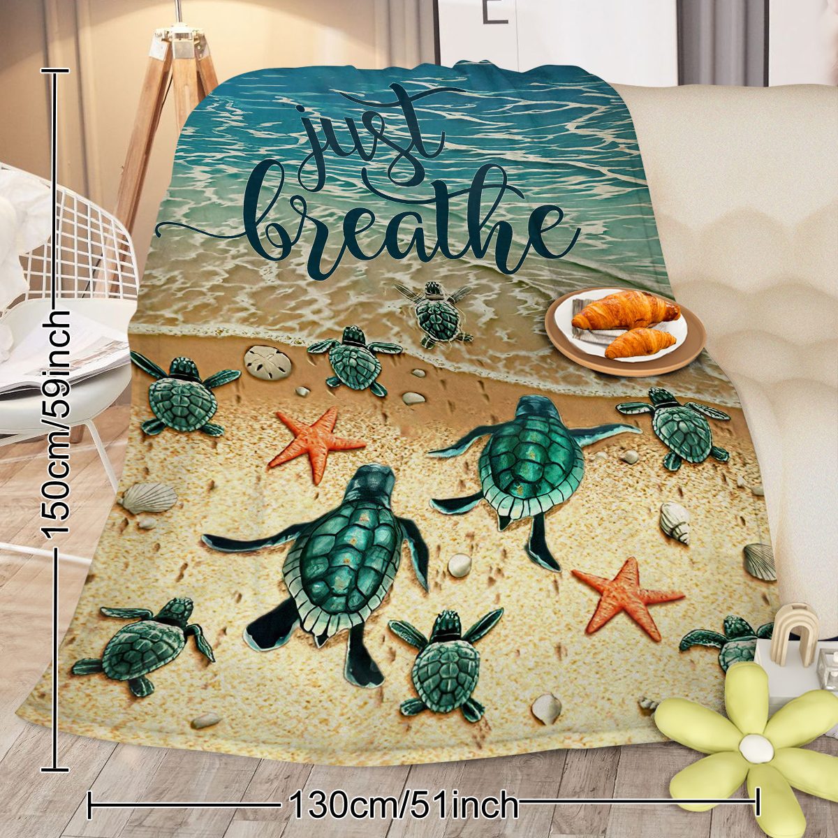 Tropical Baby Sea Turtle Flannel Fleece Blanket 3D Ocean Waves Flannel Soft Plush Throw Blanket Cozy Blankets For Bed Chair Car Sofa Couch Bedroom 75x100cm Temu Can Only Be Self-picked Up – view 10