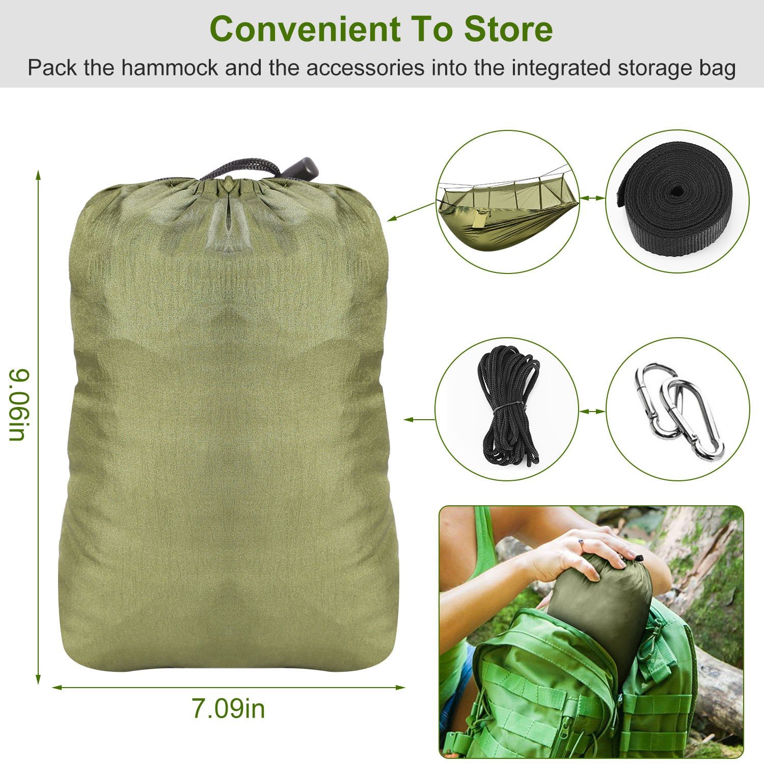 Camping Hammock, Portable Double Hammock With Net – view 8