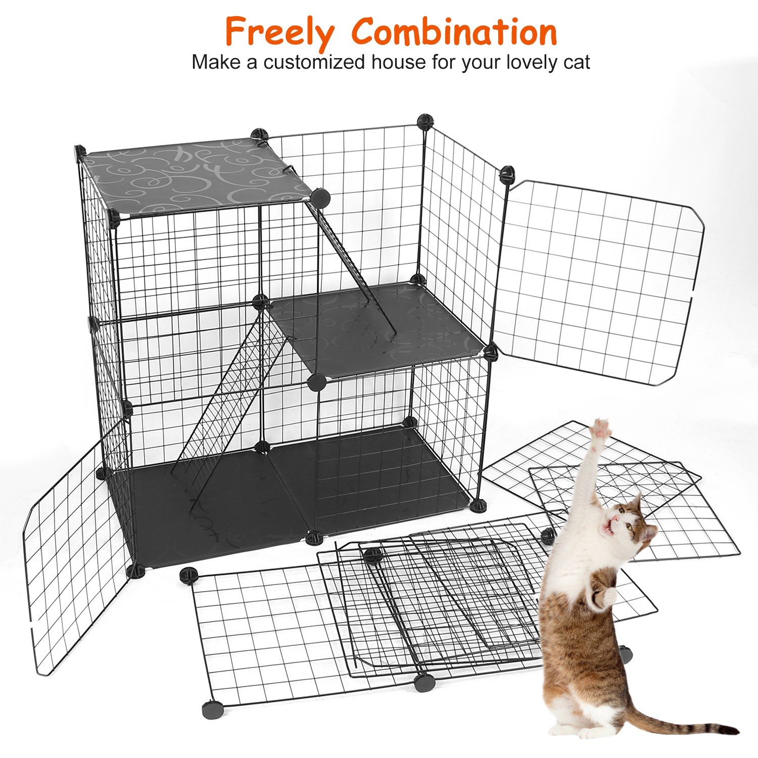 Cat Cage DIY Indoor Pet House, Small Animal House. Detachable Playpen With 3 Doors And 3 Layers, Suitable For Kittens, Puppies, Rabbits – view 4