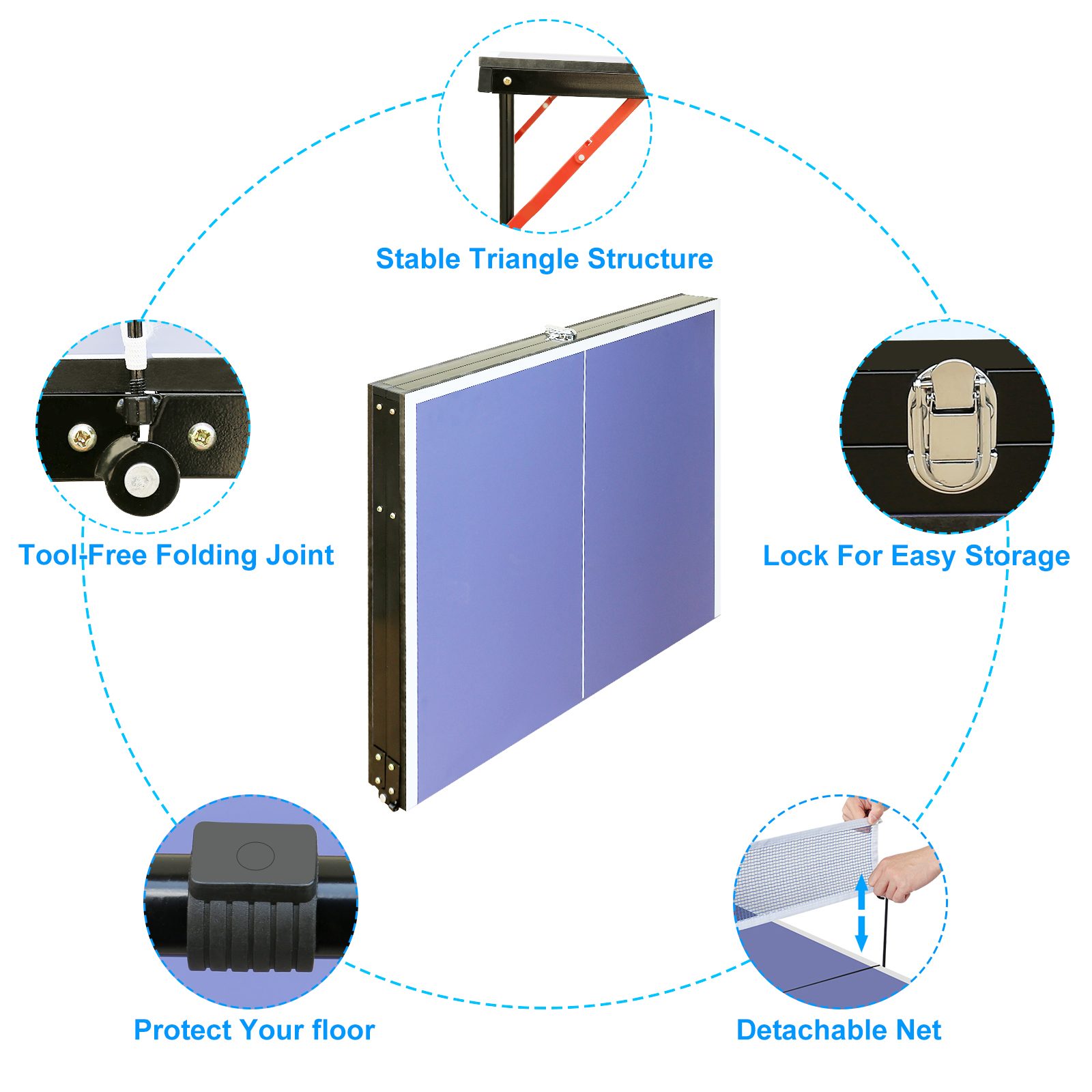 Table Tennis Table Folding Portable Table Tennis Table Set – view 4