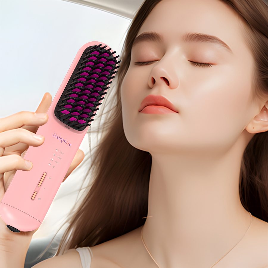 Portable USB Rechargeable Cordless Men Beard Hair Straightener Brush Mini Wireless 2 In 1 Woman Hair Straightener Comb – view 5