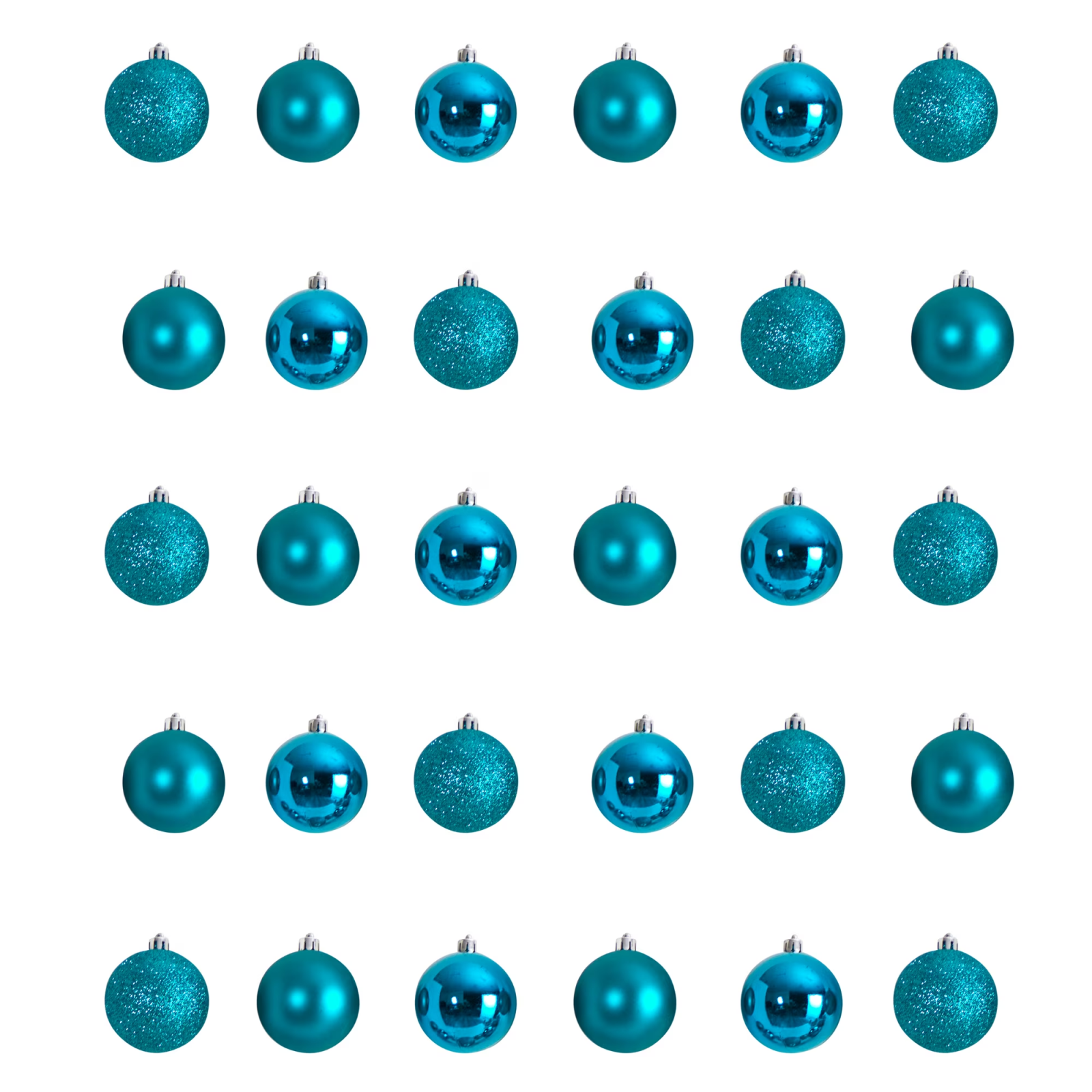 Teal Plastic Holiday Christmas Shatterproof Ornament Set, 2.5 In, 30 Count – view 3