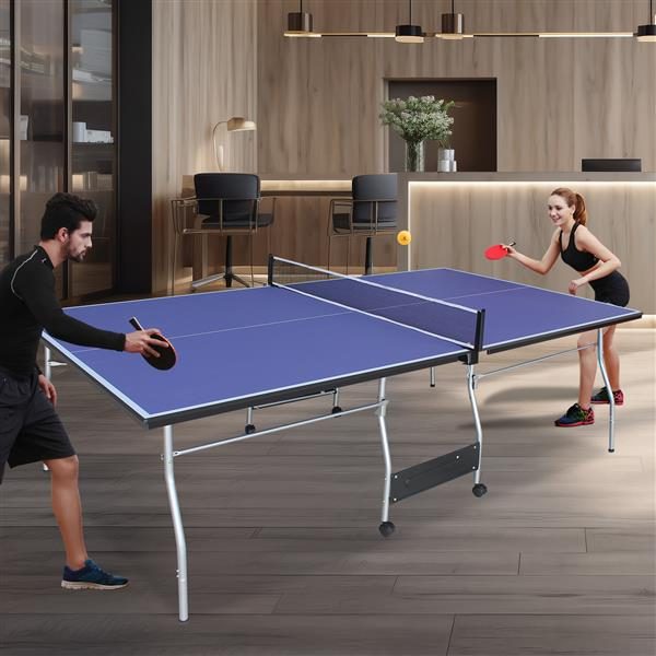 8-foot Medium-sized Table Tennis Table Foldable Portable Set – Blue