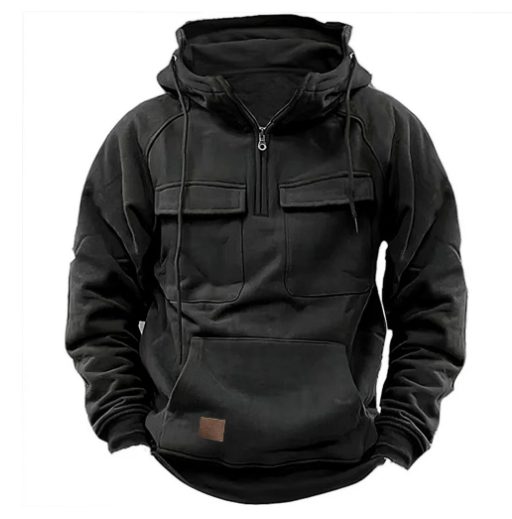 Men's Zip-up Hoodies Sweatshirt With Drawstring And Pocket Design Fashion Casual Sports Sweatshirt – Black