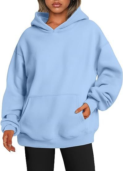 Women's Hoodies With Pockets Fashion Solid Sweatshirt Oversized Hooded Sweater Womens Clothing – Sky Blue