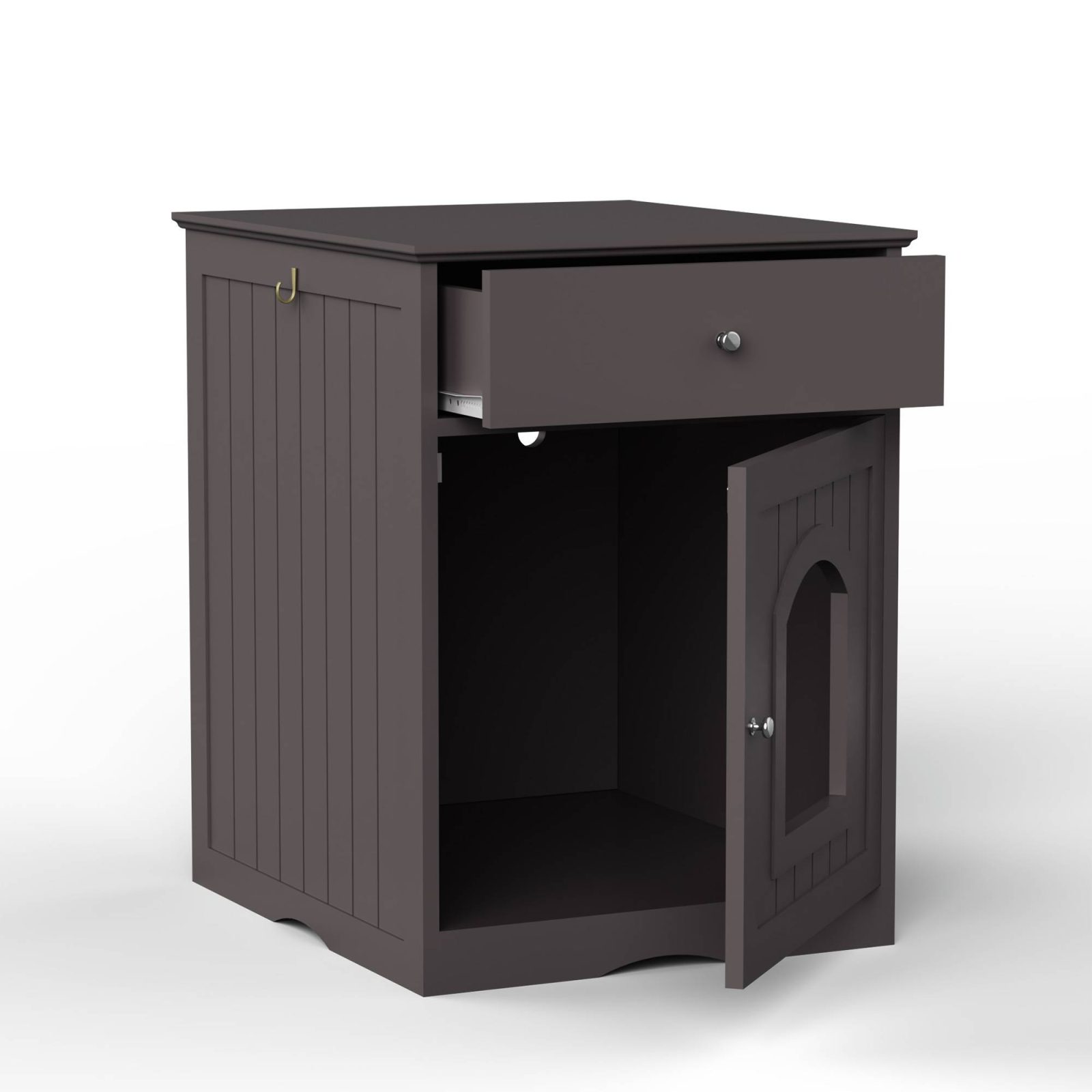 Wooden Pet House Cat Litter Box Enclosure With Drawer, Side Table Indoor Pet Crate – view 10