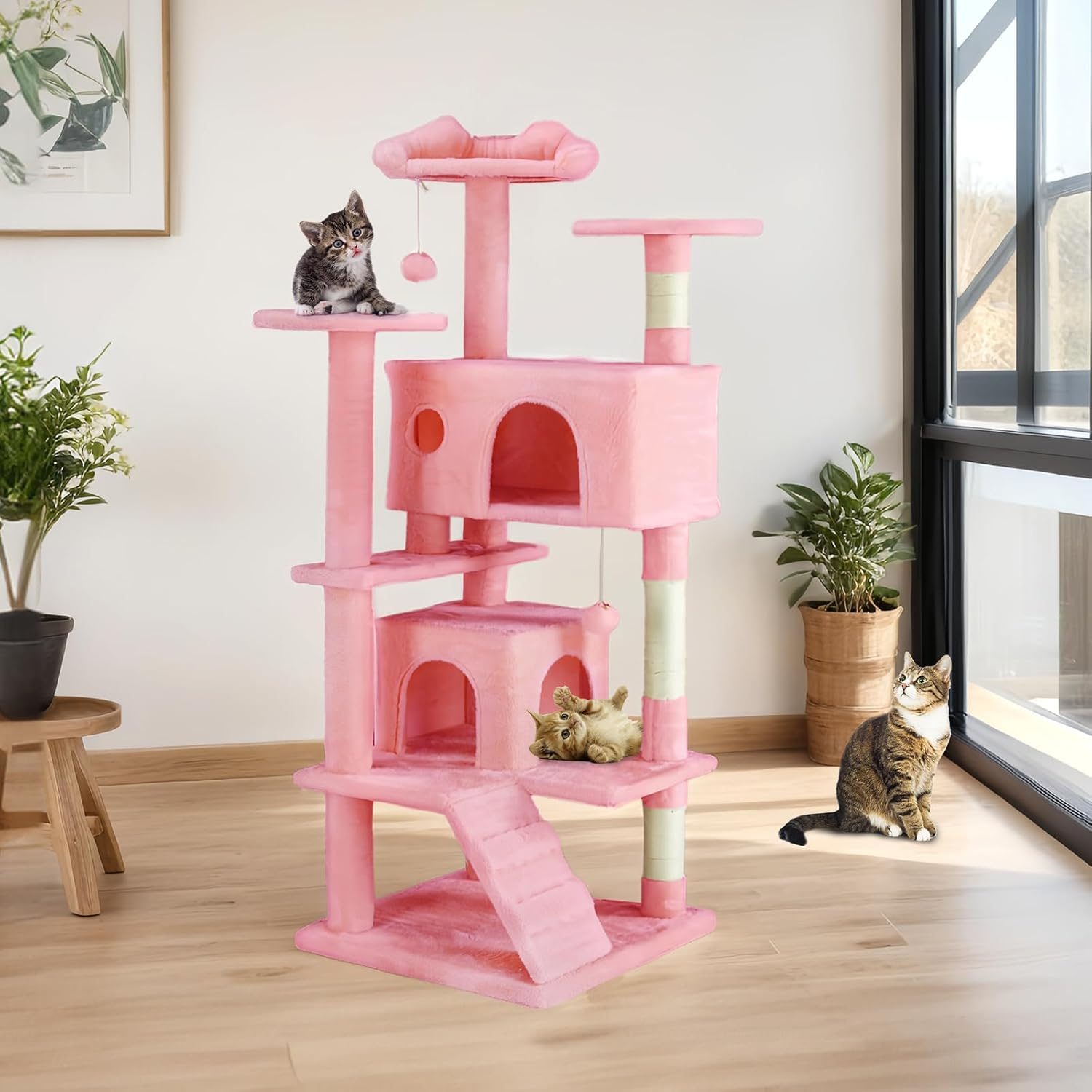 54 -Cat Tree Tower - Multi-level With Sisal Grab Post, Indoor Apartment With Ladder, Plush Toys, Rest And Play – view 4