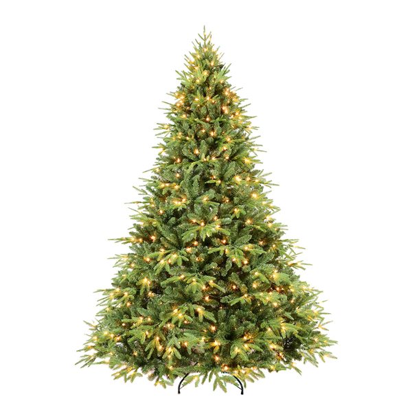 Artificial 6.5ft Green Christmas Tree With 2225 PE PVC Mixed Branch Tips, 450L Warm White Led, Steel Wire, Hinged Premium & Foldable Base For Indoor Holiday Decorating – Default title