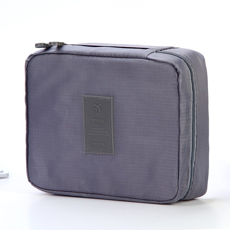 Portable Cosmetic Bag Waterproof Divider Multi-grid Pockets Toiletry Bags Travel Storage Handbags Women Make Up Bag – Grey