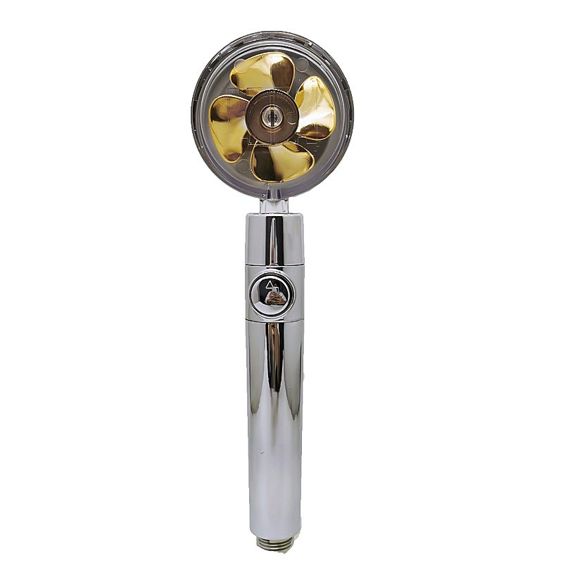 Shower Head Water Saving Flow 360 Degrees Rotating With Small Fan ABS Rain High Pressure Spray Nozzle Bathroom Accessories – Yellow