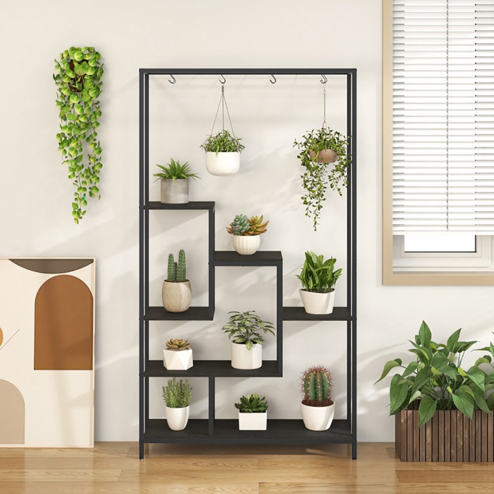 6-Tier Tall Plant Stand 71 Inch Metal Indoor Plant Shelf With 10 Hanging Hooks – view 6