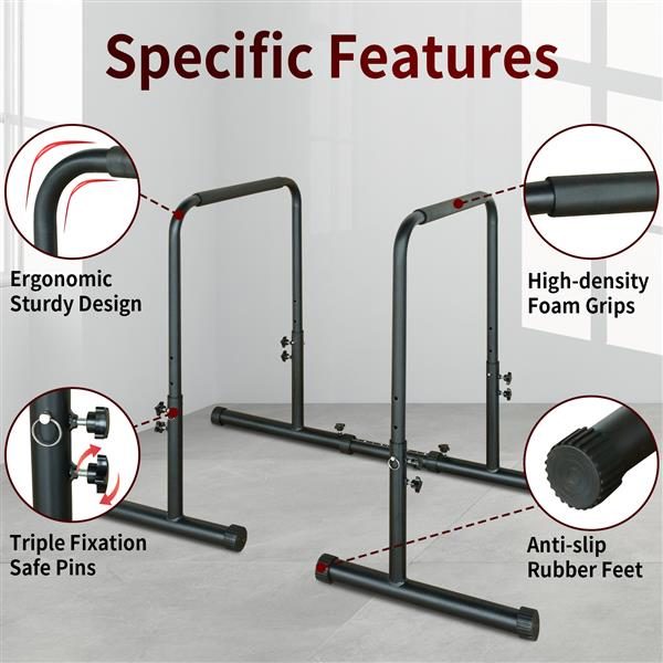 Power Tower Pull Pull Up Rod Stand, Adjustable Height Heavy Duty Multi Functional Fitness Training Equipment – Black