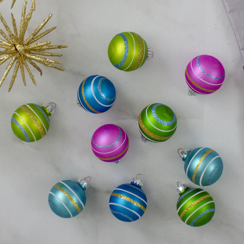 Swirl Glass Christmas Ball Ornaments, 1.5 In 40mm, Multicolor, 10ct – view 3