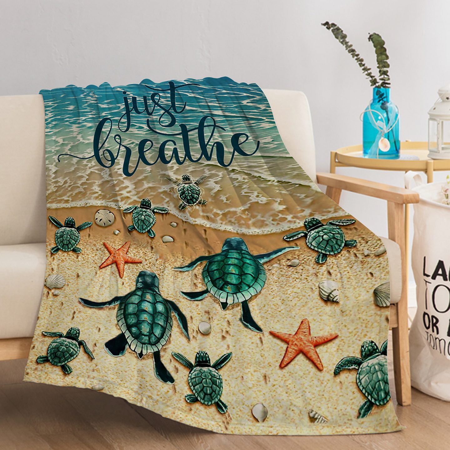 Tropical Baby Sea Turtle Flannel Fleece Blanket 3D Ocean Waves Flannel Soft Plush Throw Blanket Cozy Blankets For Bed Chair Car Sofa Couch Bedroom 150x200cm Temu Can Only Be Self-picked Up – view 4