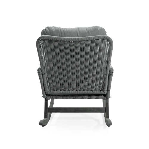 Contemporary Minimalist Ivory Wicker Rocking Chair With Soft Polyester Cushions And Durable Wooden Frame, Perfect For Indoor And Outdoor Spaces Like Patio, Balcony, Or Living Room – view 10
