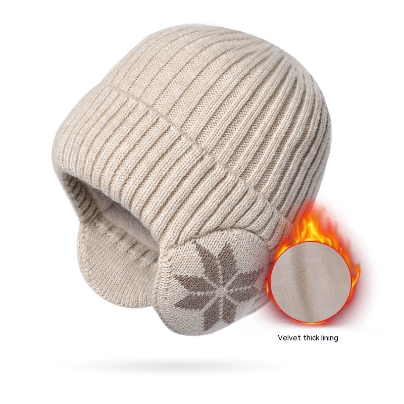Thermal Knitting Woolen Cap Men's Fleece-lined Thickened Winter Trending Products – Beige