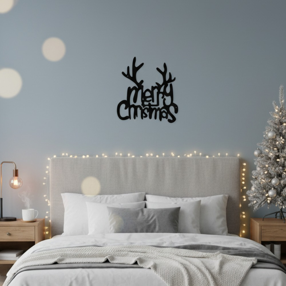 Wrought Iron Christmas Antlers Metal Wall, Decor Rustproof Black Finish Rustic Farmhouse, Xmas Hanging Ornament Holiday, Wall Decoration for Mantel, Entryway Distinctive Holiday – view 6