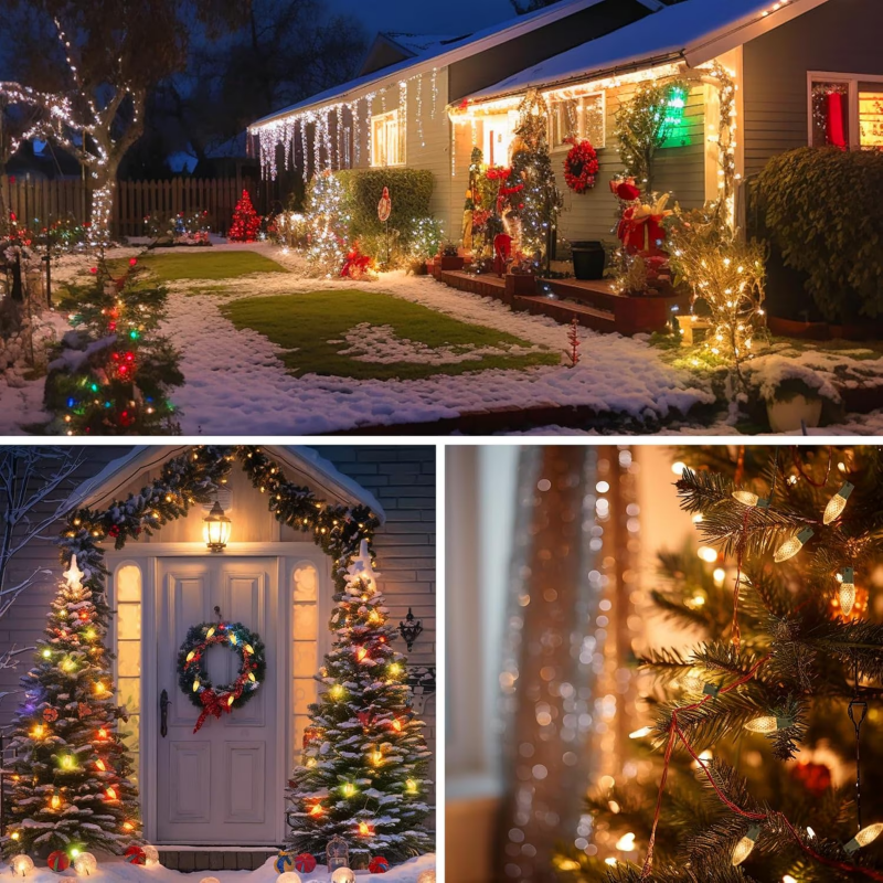 100 FT 50 LED Indoor Outdoor Christmas String Light For House Roof Patio Tree, Warm White – view 5