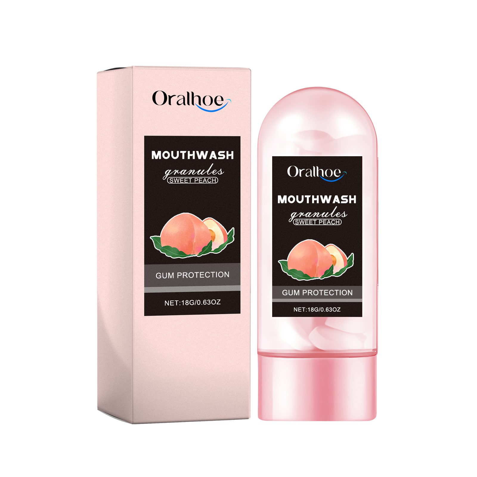 Oralhoe Peach Flavor Teeth Cleaning Mouthwash Pellets Breath Long Lasting Fragrance Clean Gums Portable Mouthwash Pellets – 1pcs
