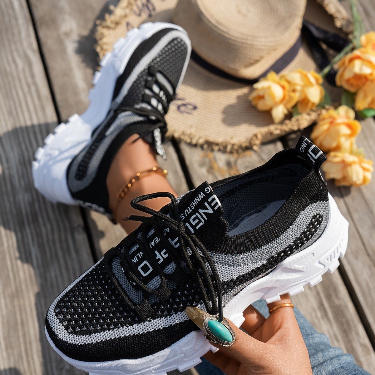 Flyknit Mesh Shoes Women's Breathable Lace-up Sneakers Walking Running Casual Shoes – view 11