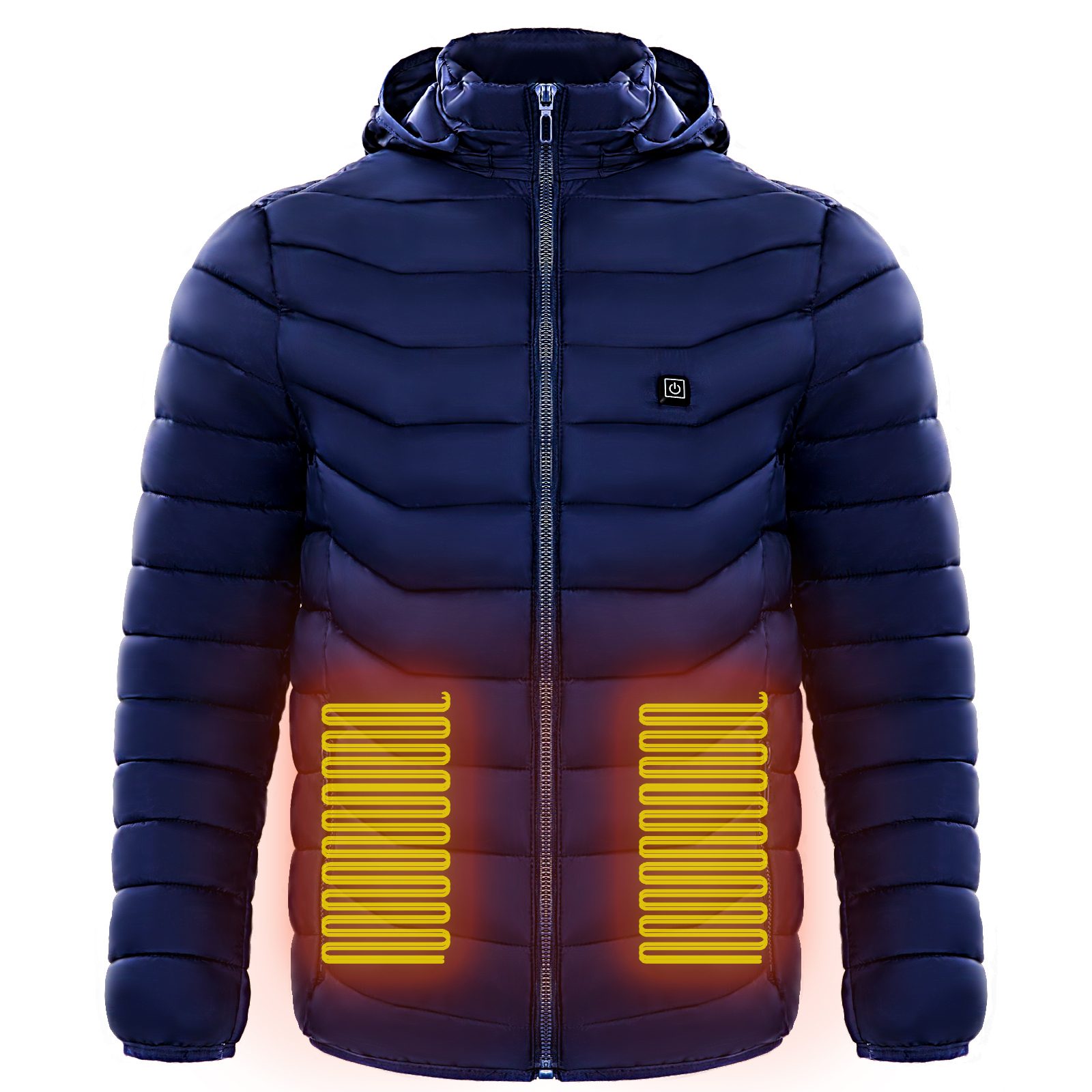 Men Heated Puffer Jacket Electric Heating Coat Insulated Hood Windbreaker 9Heat Zones – Blue
