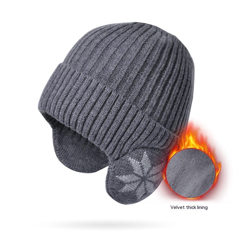 Thermal Knitting Woolen Cap Men's Fleece-lined Thickened Winter Trending Products – Dark Gray