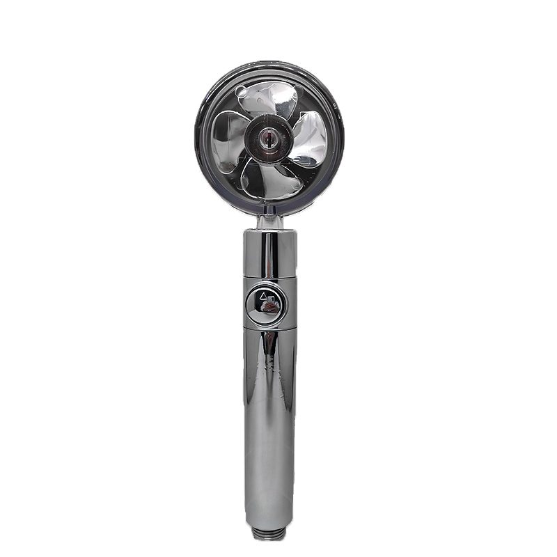 Shower Head Water Saving Flow 360 Degrees Rotating With Small Fan ABS Rain High Pressure Spray Nozzle Bathroom Accessories – Silver
