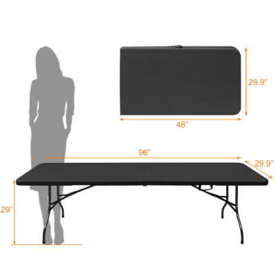 Portable Folding Table Indoor&Outdoor Maximum Weight 135KG Foldable Table For Camping – Black