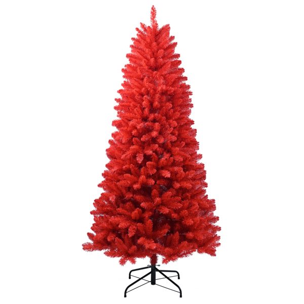 Artificial 5ft Red Christmas Tree With 624 PVC Branch Tips, Hinged Premium & Foldable Base For Indoor Holiday Decorating – Default title