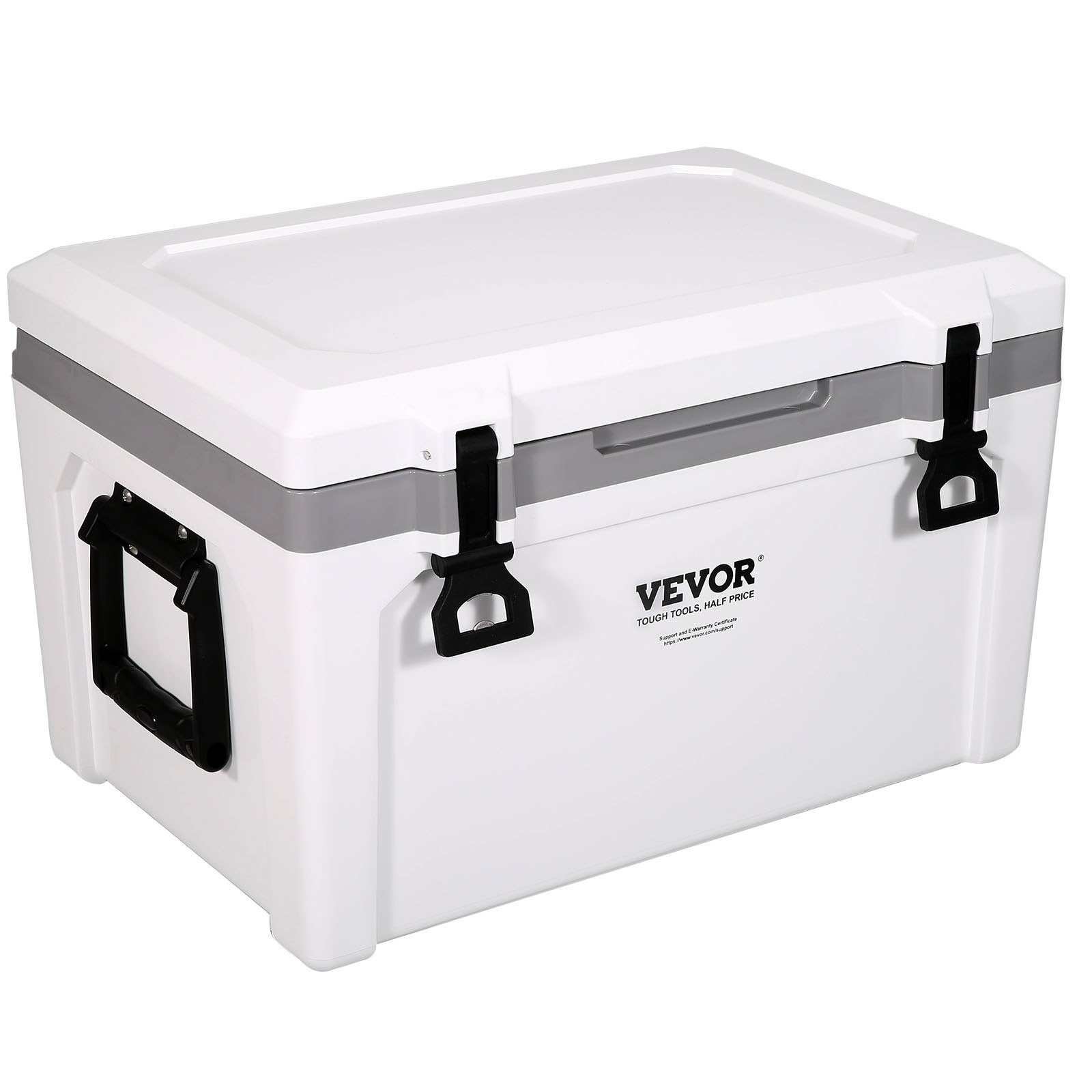 Insulated Portable Cooler, 52 Qt, Holds 50 Cans, Ice Retention Hard Cooler With Heavy Duty Handle, Ice Chest Lunch Box For Camping, Beach, Picnic, Travel, Outdoor, Keeps Cool For Up To 6 Days – White