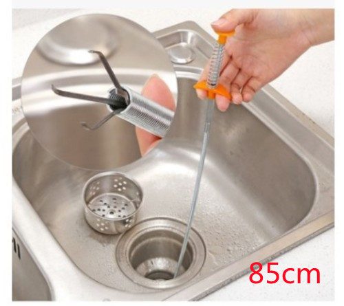 60CM Sewer Dredger Spring Pipe Dredging Tool Household Hair Cleaner Drain Clog Remover Cleaning Tools Household For Kitchen Sink Kitchen Gadgets – Yellow 85 cm