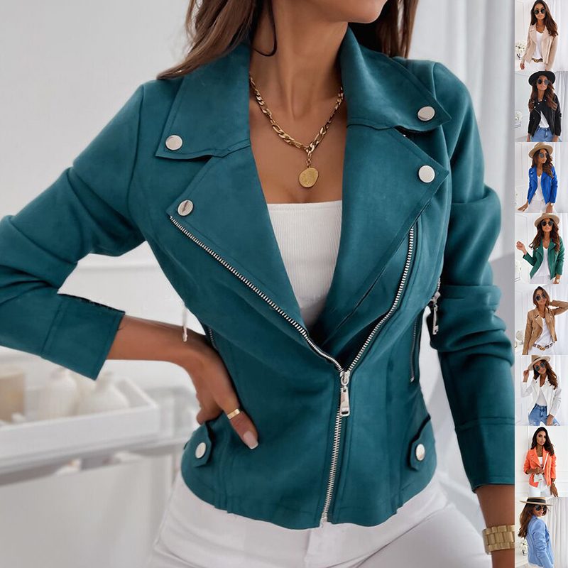 Zip-up Lapel Jacket With Pockets Ins Fashion Long Sleeve Short Tops Women's Clothing – view 19