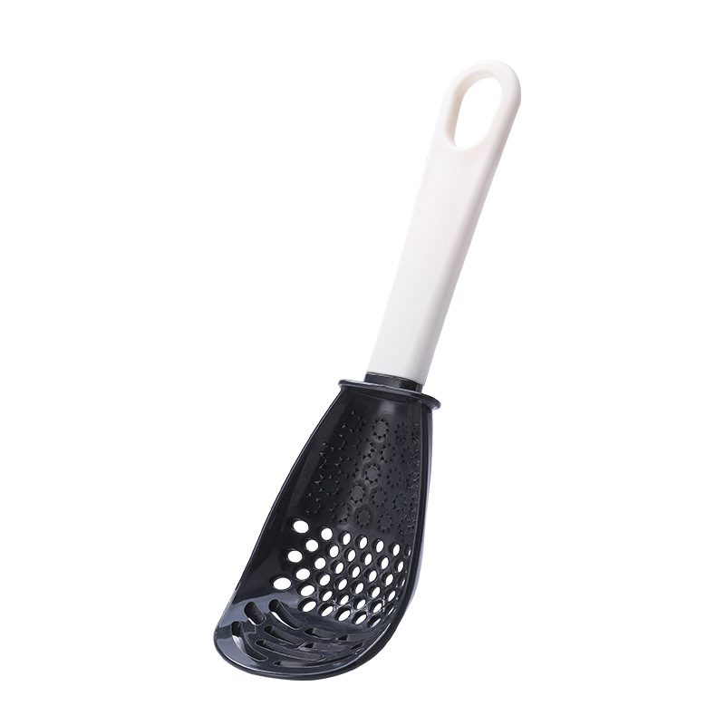 Multifunctional Slotted Spoon Grinding Cooking Spoon Mashed Auxiliary Food Ginger Garlic Spoon Press Potatoe Stir-frying Spatula Kitchen Gadget – Black
