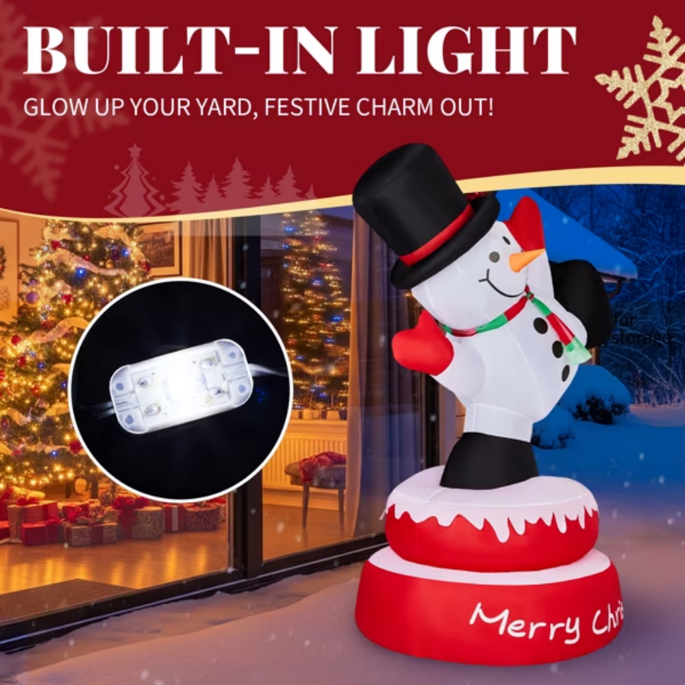 4.8 Ft Animated Christmas Inflatable Snowman With Rotating Motor And 3 LED Lights, Multicolor – view 5